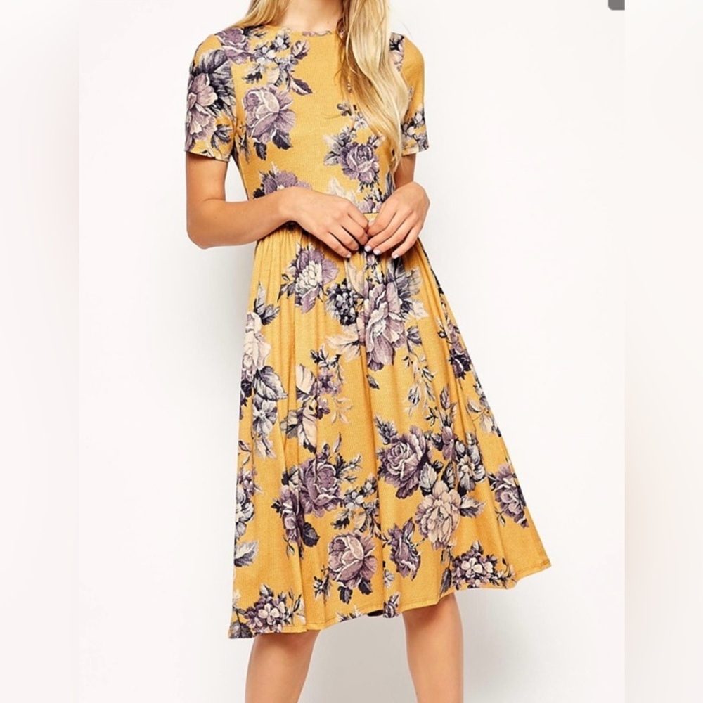 ASOS Mustard Floral Dress
